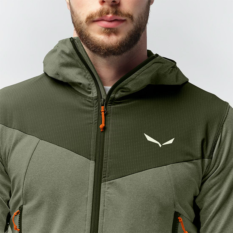 Кофта мужская Salewa AGNER HYBRID M FZ HOODY Dark Olive Melange