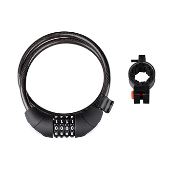 Замок lock F LUX spiral code with holder 85cm/10mm Black