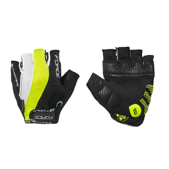 Перчатки велосипедные gloves FORCE STRIPES gel black/fluo